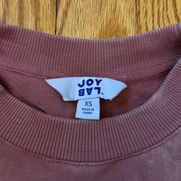 JoyLab Women’s Salmon Pink Cropped Crewneck Bleach Spattered Sweater Size XS - Picture 7 of 11